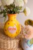 SET OF FIVE CERAMIC HEARTS WITH WORDS VASES