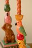 SET OF TWO CERAMIC CHEETAH AND MONKEY TAPER CANDLE HOLDERS