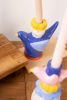 SET OF FIVE CERAMIC BIRDS TAPER CANDLE HOLDERS