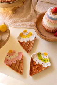 SET OF THREE CERAMIC ICE CREAM CONE PLATES