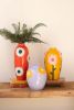 SET OF THREE CERAMIC VASES WITH FLOWERS