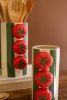 SET OF TWO CERAMIC GREEN STRIPED VASES WITH TOMATOES
