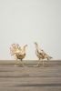SET OF TWO ANTIQUE WHITE METAL TURKEYS
