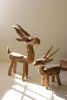 SET OF TWO RUSTIC TEAK REINDEER