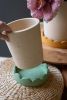 SET OF THREE SCALLOPED CLAY PLANTERS