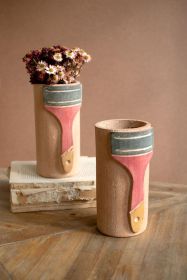 PAINTED CLAY PAINT BRUSH VASE