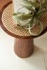 ROUND WOODEN SIDE TABLE WITH WOVEN CANE TOP