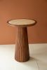 ROUND WOODEN SIDE TABLE WITH WOVEN CANE TOP