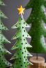 SET OF THREE RECYCLED METAL CHRISTMAS TREES ON WOOD BASES