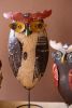 SET OF TWO RECYCLED IRON OWLS ON STANDS