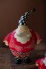 SET OF TWO PAINTED METAL SANTAS WITH CHECKERED DETAIL