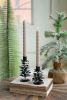 SET OF EIGHT ANTIQUE BROWN METAL PINE CONE TAPER CANDLE HOLDERS