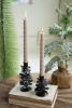SET OF EIGHT ANTIQUE BROWN METAL PINE CONE TAPER CANDLE HOLDERS