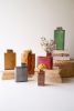 SET OF SIX PAINTED METAL VASES - ONE EACH