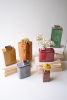 SET OF SIX PAINTED METAL VASES - ONE EACH