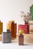 SET OF SIX PAINTED METAL VASES - ONE EACH