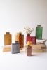 SET OF SIX PAINTED METAL VASES - ONE EACH
