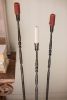 SET OF 3 TALL FORGED-IRON TAPER CANDLE HOLDERS - ANT BRASS