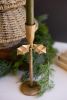 SET OF THREE FORGED IRON ANTIQUE GOLD HOLLY TAPER HOLDERS