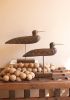 SET OF TWO CARVED WOODEN SHOREBIRDS ON STANDS