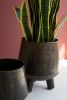 SET OF TWO HAND - HAMMERED IRON PLANTERS WITH LEGS
