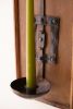 WOODEN WALL SCONCE WITH REPURPOSED IRON SPOON CANDLE HOLDER