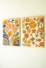 SET OF TWO WOOD FRAMED HAND HOOKED WALL ART - FLORALS