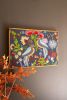 FRAMED HAND HOOKED ART - BIRDS AND FLOWERS