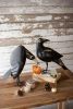 SET OF TWO RECYCLED IRON CROWS HOLDING A PUMPKIN