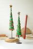 SET OF TWO RECYCLED METAL CHRISTMAS TREES