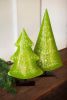 SET OF TWO RECYCLED PAINTED METAL FOLK CHRISTMAS TREES