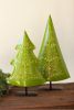 SET OF TWO RECYCLED PAINTED METAL FOLK CHRISTMAS TREES