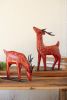SET OF TWO  PAINTED RECYCLED  METAL  FOLK REINDEER