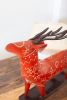 SET OF TWO  PAINTED RECYCLED  METAL  FOLK REINDEER