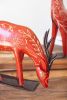 SET OF TWO  PAINTED RECYCLED  METAL  FOLK REINDEER