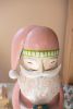 PAINTED METAL SANTA ON WOOD BASE