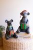 SET OF TWO RECYCLED METAL CHRISTMAS BLACK BEARS