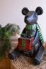 SET OF TWO RECYCLED METAL CHRISTMAS BLACK BEARS