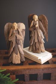 SET OF TWO DRIFTWOOD ANGELS