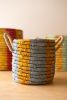 SET OF THREE SEAGRASS BASKET WITH MULTI-COLORED STRIPES