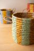 SET OF THREE SEAGRASS BASKET WITH MULTI-COLORED STRIPES