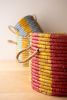 SET OF THREE SEAGRASS BASKET WITH MULTI-COLORED STRIPES
