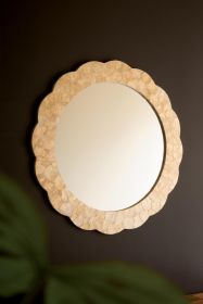 ROUND FRAMED CAPIZ SHELL MIRROR #1