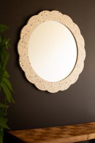 ROUND FRAMED CAPIZ SHELL MIRROR #2