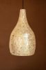 SPUN BAMBOO PENDANT LIGHT WITH CAPIZ SHELL DETAIL #1