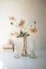SET OF THREE FLUTED GLASS VASES - ONE EACH COLOR