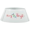 Bright Silver Christmas Tree Collar 26x26x9 inch Steel Tree Ring Skirt for Home Holiday Xmas Decoration