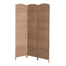 Wicker Room Divider 6' 3-Panel Freestanding Privacy Screen Folding Natural