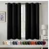 Black Blackout Curtains for Bedroom Living Room 63 Inches Long 2 Panels