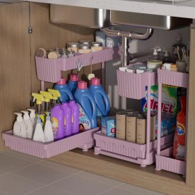 3 Pack Multi-Purpose Under Sink Organizers and Storage, 2026 L-Shaped Pull Out Cabinet Organizer for Bathroom & Kitchen